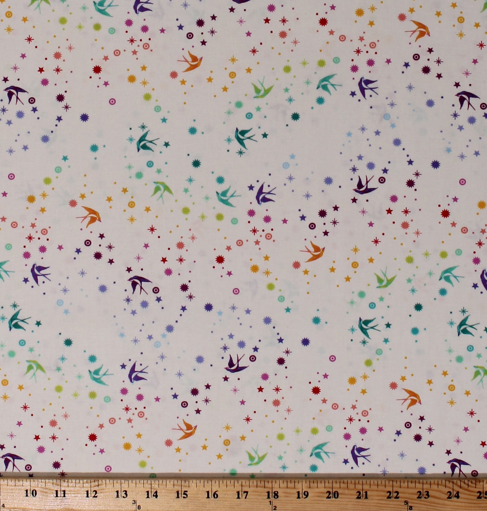 Cotton Tula Pink Pinkerville Fairy Dust Birds Stars on Cream Cotton Tula Pink Pinkerville Fairy Dust Birds Stars on Cream