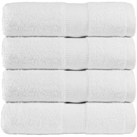 Cotton Turkish Sauna Bath Towel, Set of 4, White