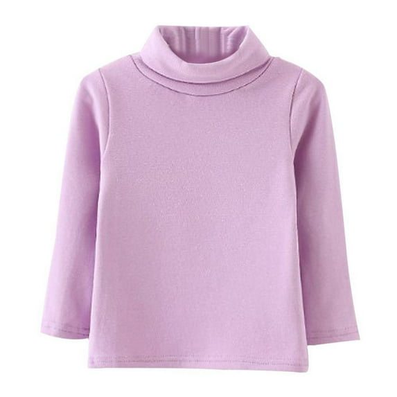 Cotton Turtleneck For Toddler Girls Boys 9M-4T,thicken Warm Long Sleeve Tops,solid Color Pullover,unisex T-shrts For Spring Auntumn,Purple