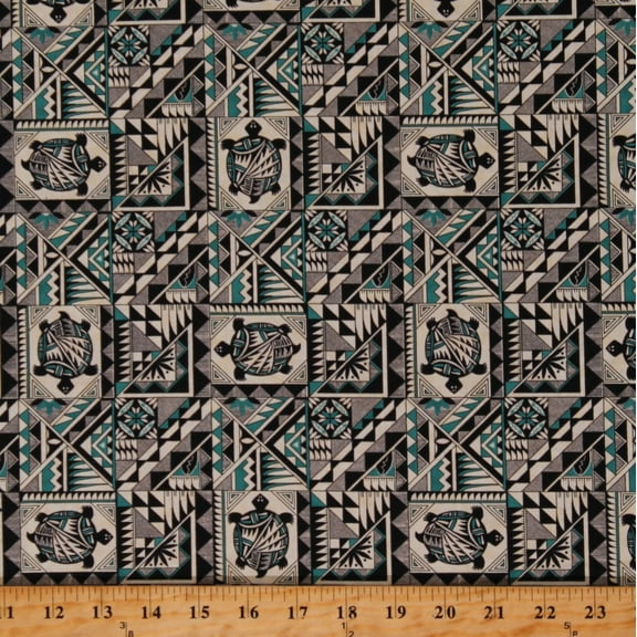 Cotton Turtles Animals Southwestern Aztec Native Designs Patterns Tuscon Turquoise Multicolor Cotton Fabric Print by the Yard (471TURQUOISE)