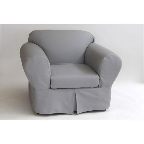 Cotton Twill 2 Piece Chair Slipcover in Gray