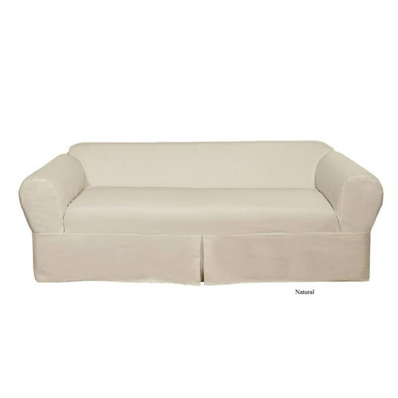 Cotton Twill 2 Piece Loveseat Slipcover in Natural