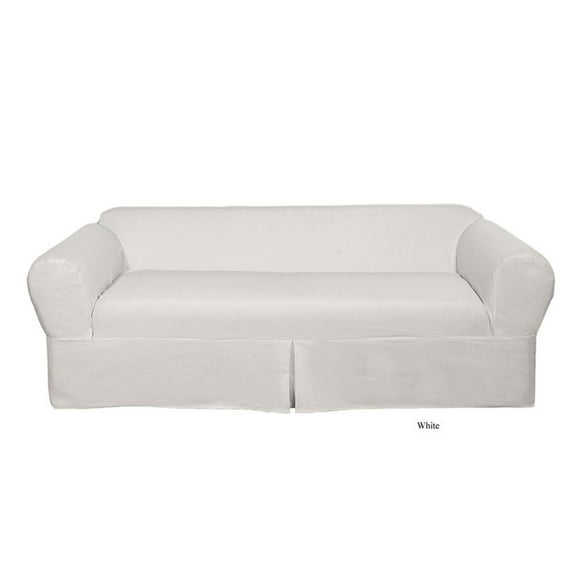 Cotton Twill 2 Piece Sofa Slipcover in White