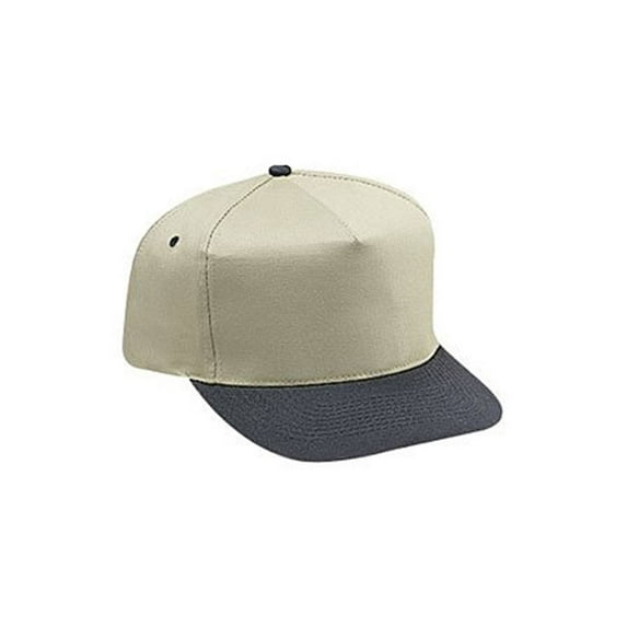 Cotton Twill Five Panel Pro Style Caps Two Tone, Khaki Black