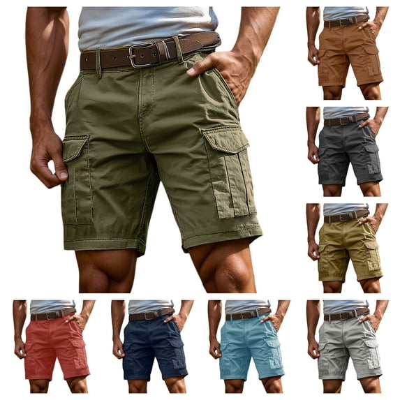 Cotton Twill Hiking Cargo Shorts for Men Lightweight Multi Pockets summer Casual Golf Outdoor Work Short Light Green 2XL