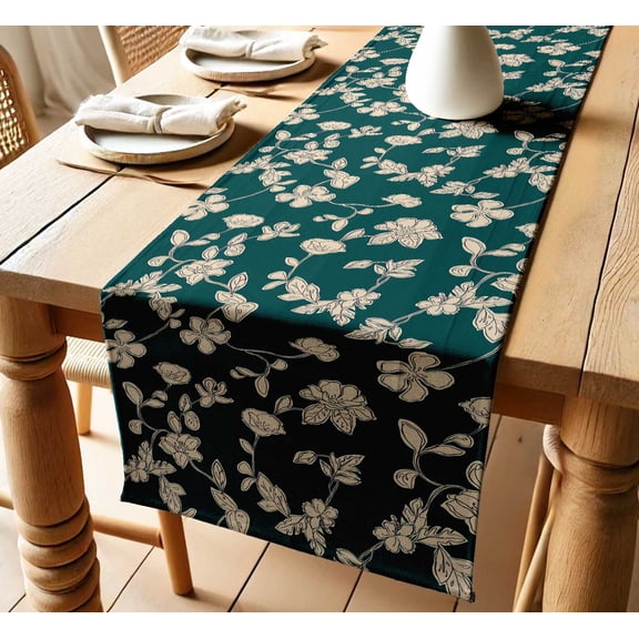 Cotton Twill Table Runner by Vargottam Handcrafted Florals Design 14 Wide Washable Table Runner for Kitchen, Living Room & Events 60" inch Long