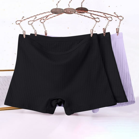 Cotton Underwear Women 3pc Women's Plus Size Xl-6xl Solid Color Patchwork High Waist Leak Proof Short Underwear Shorts Dark Gray XL