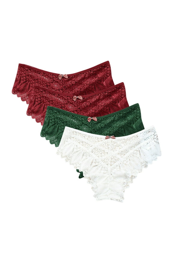 Cotton Underwear Women 4 Pack Seamless Underwear for Women Lace Thong Cheeky Panties Breathable Briefs Stretch High Cut Plus Size Ladies Bikini Thongs String Bikini Underwear for Women White 3XL