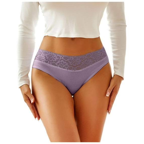 Cotton Underwear Women Lace Waistband Full Briefs Ladies High Leg Knickers For Women Soft Stretch Panties