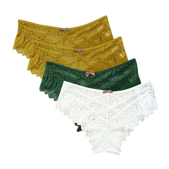 Cotton Underwear for Women Thong 4 Pack Lace Underwear for Women Thongs Panties Ladies Lace Bikini Lightweight Breathable Lace Thong Panties Lace Underwear for Women White 3XL