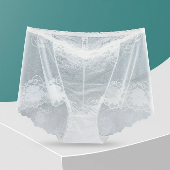 Cotton Underwear Women's Large Size High Waist Sexy Lace Thin Breathable Mesh Butt Lifting and Control Panties Cotton Seamless-Underwear Women