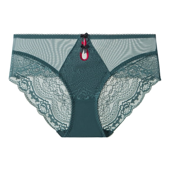 Cotton Underwear Womens Lace Underwear Comfortable Seamless Panties Floral Sheer Lace Bikini Briefs Green XL