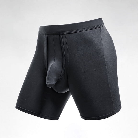Cotton-Underwear for Men Big and Tall L-5XL Plus Size Long Leg Casual Solid Bulge-Pouch Stretchy Breathable Athletic Workout Boxer Briefs