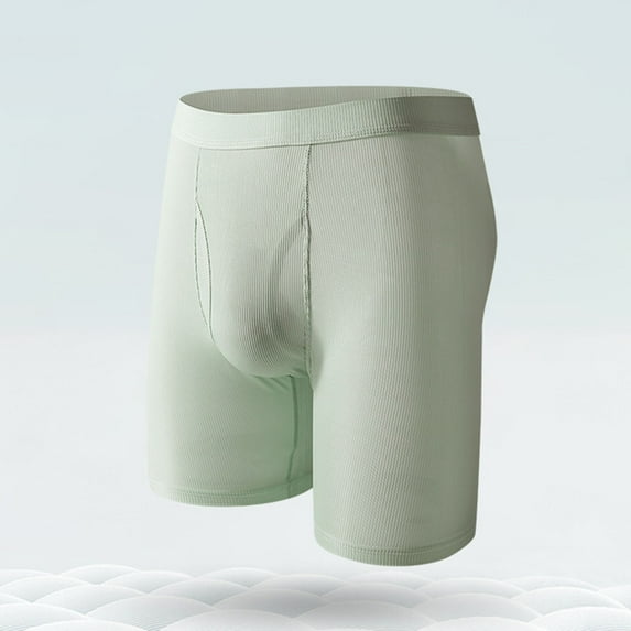Cotton Underwear for Men Long Leg Boxer Briefs Mens Classic Solid Color Breathable Stretchy Mid Waisted Comfort Homewear Athletic Workout Boxers