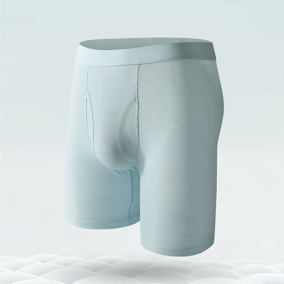 Cotton Underwear for Men Long Leg Boxer Briefs Mens Classic Solid Color Breathable Stretchy Mid Waisted Comfort Homewear Athletic Workout Boxers