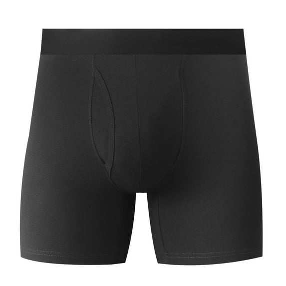 Cotton Underwear for Men with Fold Front Boxer Briefs Classic Solid Color Stretchy High Waisted Breathable Basic Comfort Boxers