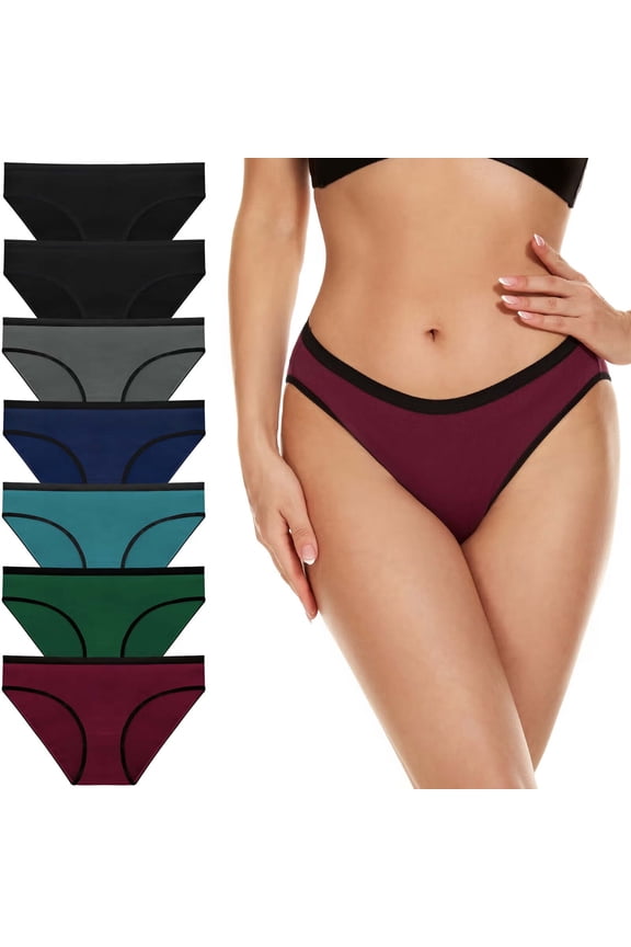 7 Pack Underwear for Women,Cotton Panties Soft & Breathable Bikinis Panties for Young Ladies