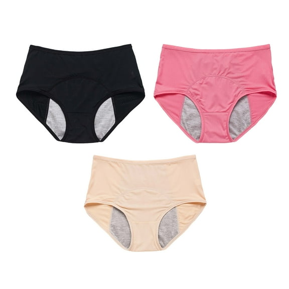 Cotton Underwear for Women M-8XL Mid Waisted Low Rise Full Coverage Briefs Panties 3 Pack Size for M,Black