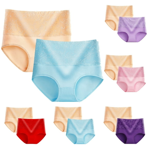 Cotton Underwear for Women Plus Size, Xunlbb 2pcs Women's Briefs Comfortable Cotton High Waist Underwear Women Sexy Panties