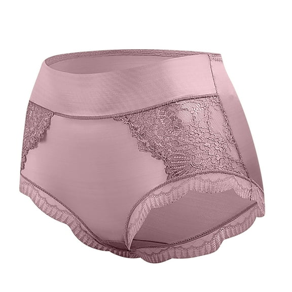Cotton Underwear for Women Soft Women's Solid Color Lace Court Style Cotton Crotch Mid Waist Plus Size Flat Angle Underwear Pink M