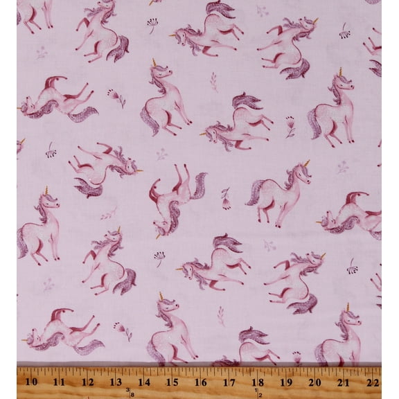 Cotton Unicorns Magical Fantasy Kids Girls Children Animal Flowers Pink Cotton Fabric Print by the Yard (KIDZ-CM2555-PINK) D678.09