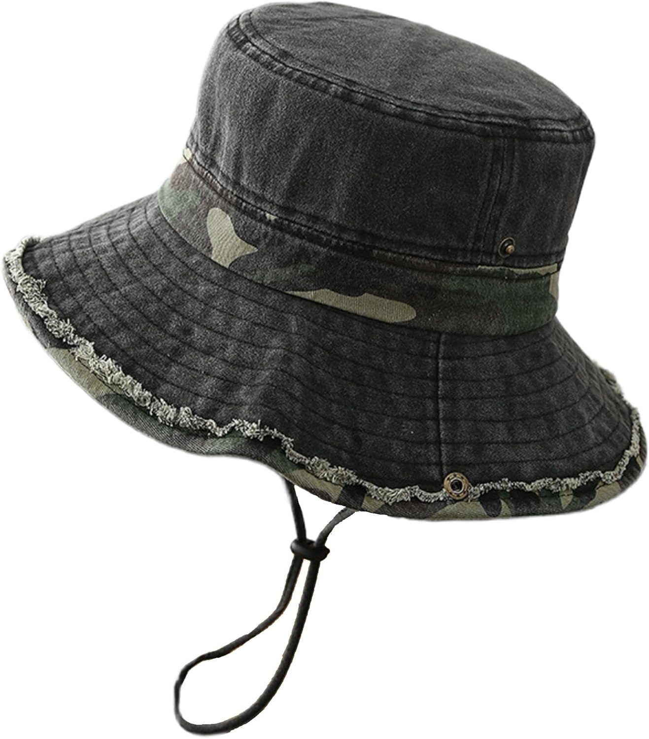 Cotton Unisex Cowboy Bucket Hat, Washed Denim Packable Camo  display picture 1
