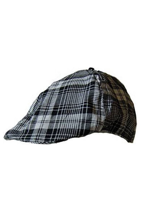 Cotton Unisex Plaid Gatsby Driver Ivy Cap by DCI, S, White