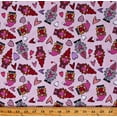thumbnail image 1 of Cotton Valentines Gnomes Hearts Love Valentine's Day Pink Cotton Fabric Print by the Yard (120614), 1 of 1