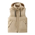 thumbnail image 1 of Cotton Vest for Men Stand Collar Reversible Sleeveless Jackets Zipper Hoodless Plaid Vest for Cold Weather Beige 4XL, 1 of 4
