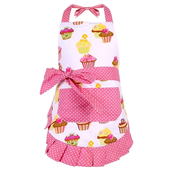 Cotton Vintage Damask Apron For Women, Adjustable Neck & Big Pocket, Blue & Black Cute Ruffle Kitchen & Baking Apron For Christmas Holiday Gift
