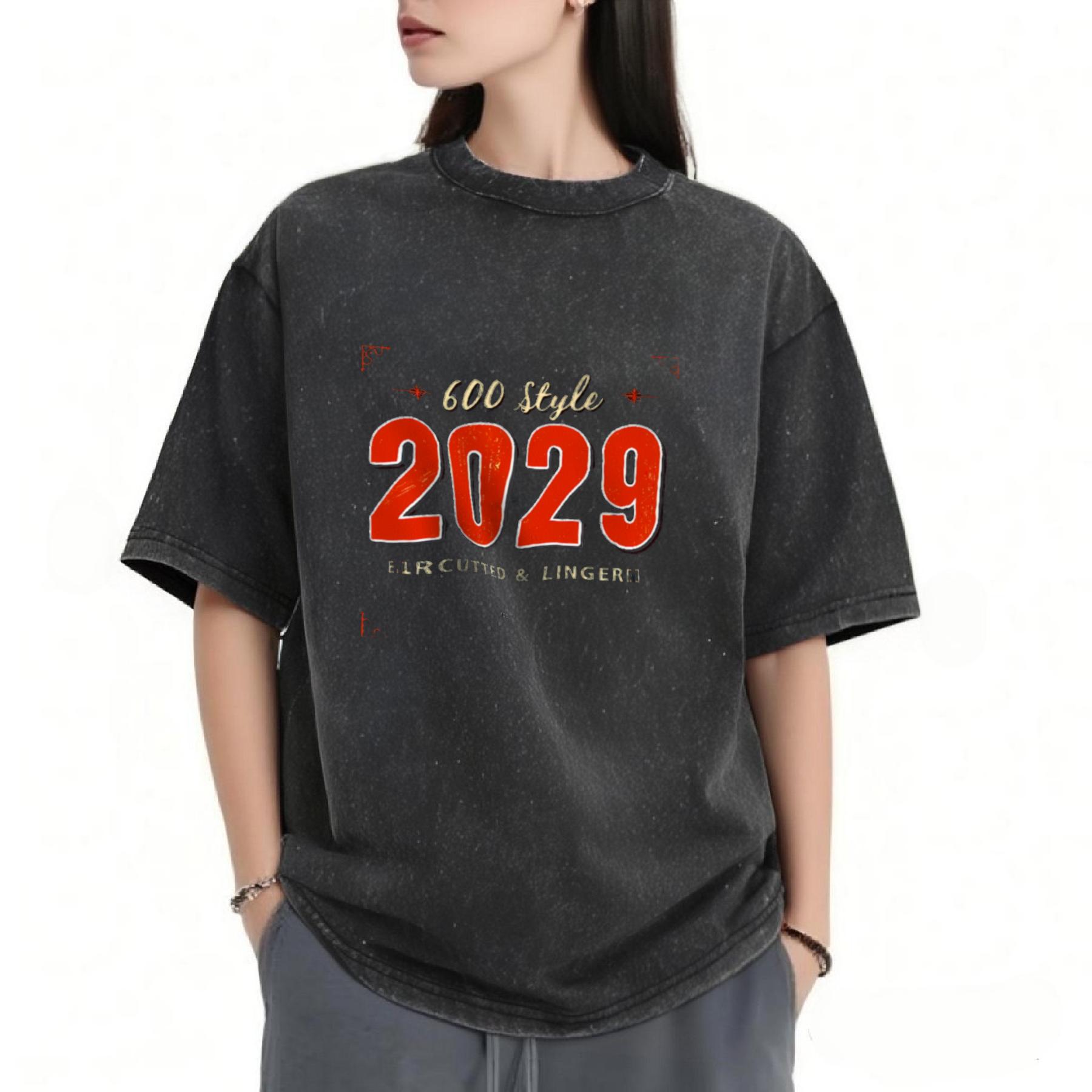 Cotton Vintage Washed Short Sleeve T-Shirt for Women - Distressed Dark ...