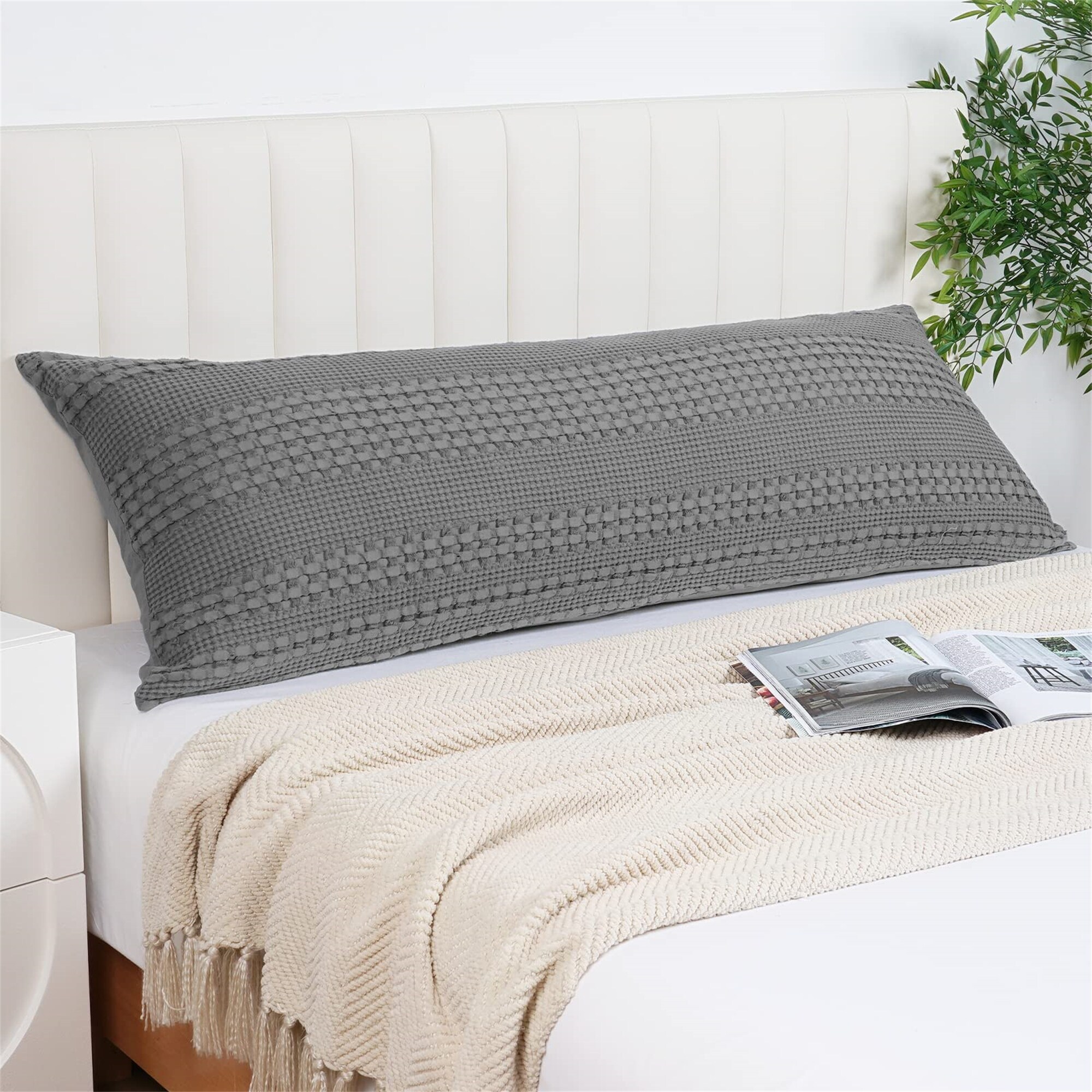 Cotton Waffle Body Pillowcase with Zipper 1 Pack Dark Grey Walmart