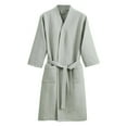 thumbnail image 1 of Cotton Waffle Kimono Bathrobe for Men & Women Cozy Leisurewear Color: Green Size: L, 1 of 4
