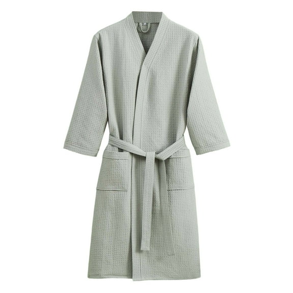 Cotton Waffle Kimono Bathrobe for Men & Women Cozy Leisurewear Color: Green Size: M