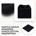 thumbnail image 1 of Cotton Waffle Kitchen and Hand Towels, 6-Piece | Black, 12x12" Large, Premium 3D Honeycomb Weave Soft Absorbent Quick-Dry Lint-Free Dish Towel, 1 of 8