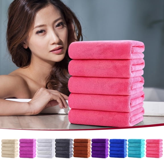Cotton Wash Cloths 5 Pack - Washcloths for Showering, Face and Body, Soft and Highly Absorbent Multipurpose Towels for Bathroom, Kitchen, Spa and Gym - Wash Rags 28 x12 in