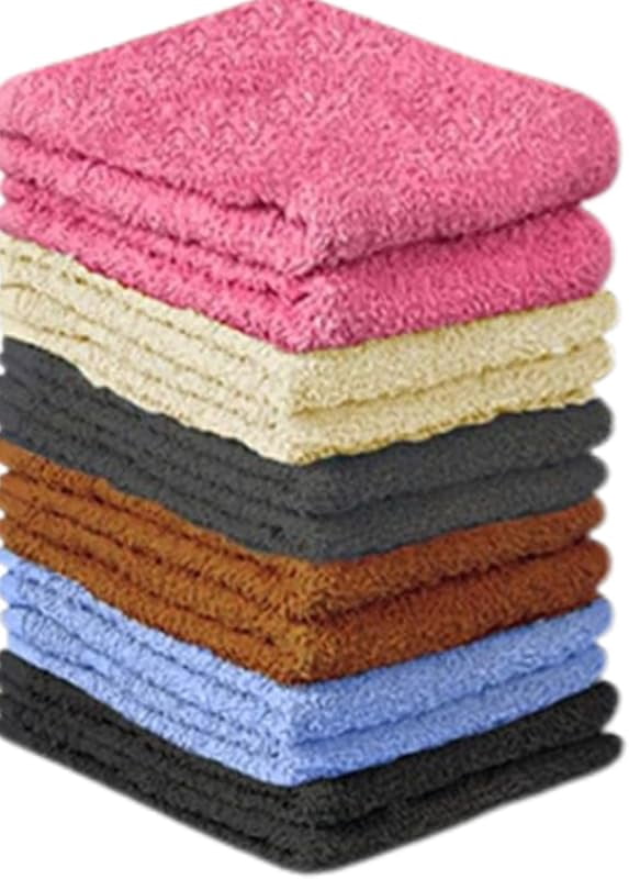 Cotton Washcloth Set 24 Pack Soft Absorbent Face Towels Reusable Durable Machine Washable Multi-Color 12x12 Inches for Bathroom Gym