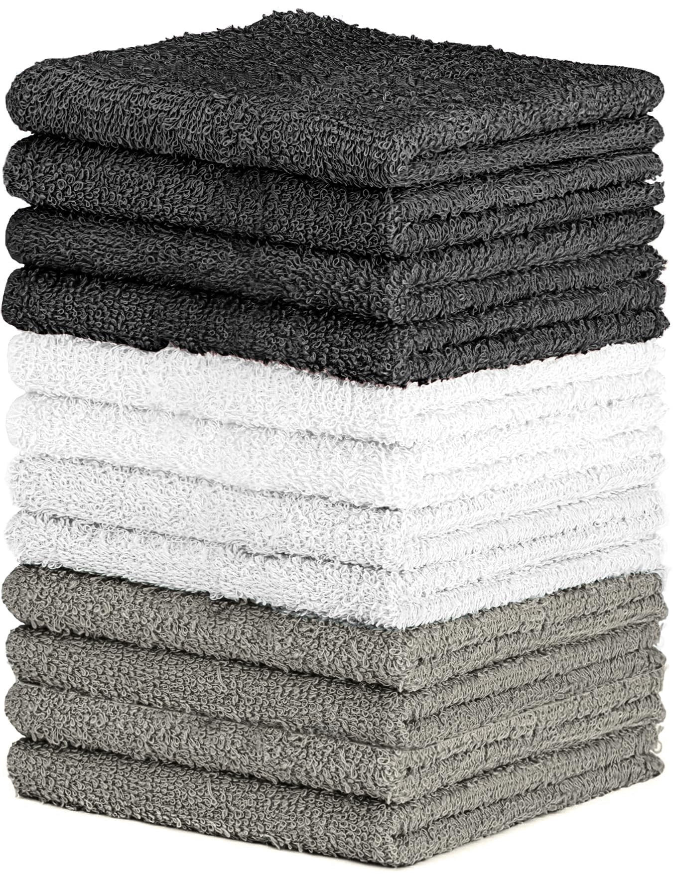Cotton Washcloth Set 24 Pack Soft Absorbent Face Towels Reusable Durable Machine Washable Multi-Color 12x12 Inches for Bathroom Gym