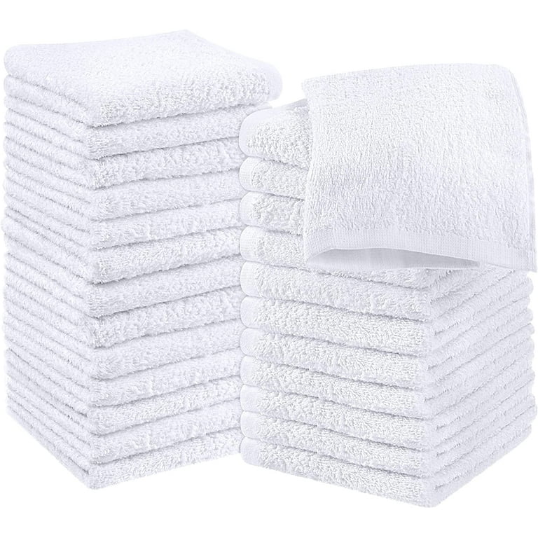 Cotton Washcloths Set Flannel Face Cloths Highly Absorbent and Soft Feel Fingertip Towels 24 Pack White