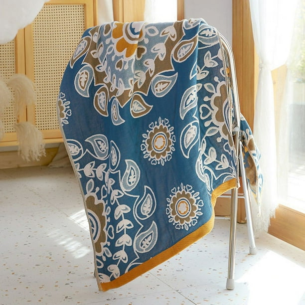 Cotton Water-Absorbing Adults Beach Wrap Extra-large Gauze Bathroom Shower Towel Four Layers Household Covering Plaid