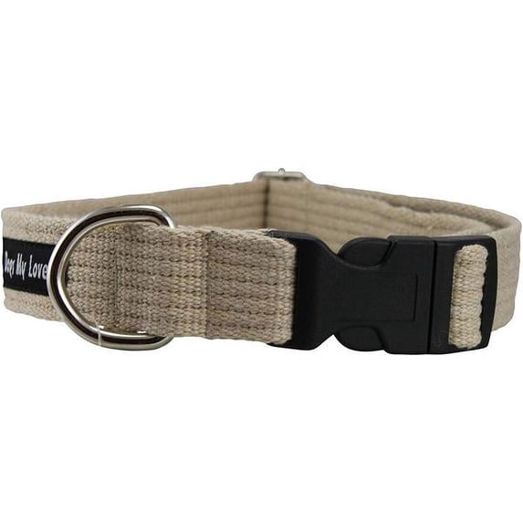 Cotton Web Adjustable Dog Collar 4 Sizes Beige (Large: Neck 16"-23"; Width 1")