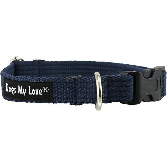 Cotton Web Adjustable Dog Collar 4 Sizes Blue (Small: Neck 11.5"-15.5"; Width 1/2")
