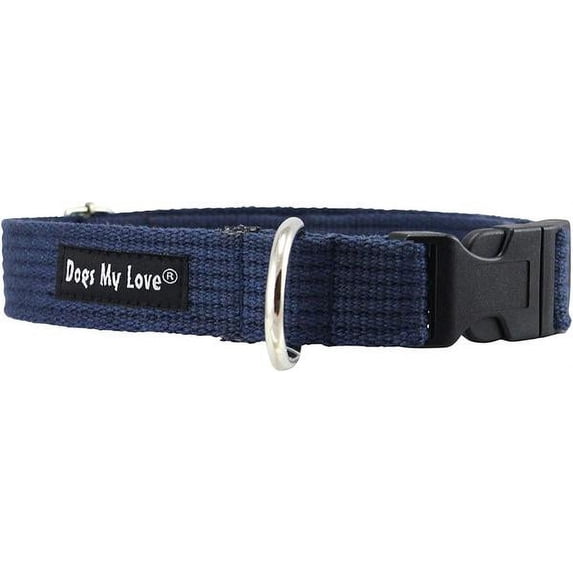 Cotton Web Adjustable Dog Collar 4 Sizes Blue (X-Large: Neck 18"-27"; Width 1.2")