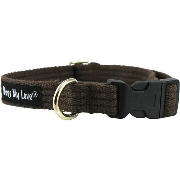 Cotton Web Adjustable Dog Collar 4 Sizes Brown (Small: Neck 11.5"-15.5"; Width 1/2")