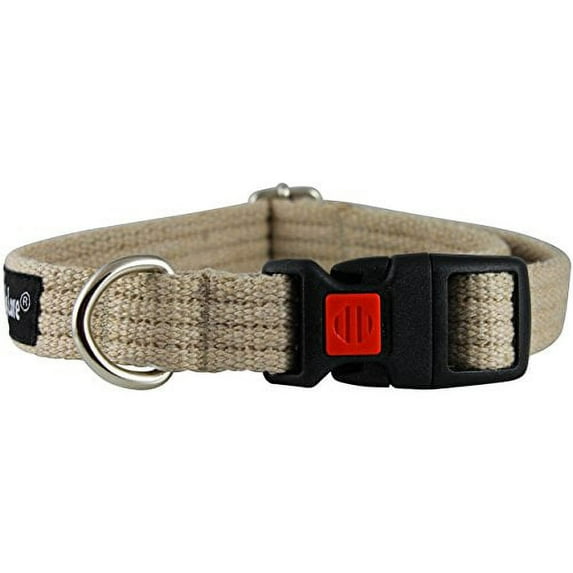 Cotton Web Adjustable Dog Collar with Locking Device 4 Sizes Beige (Small: Neck 11.5"-15.5"; Width 1/2")