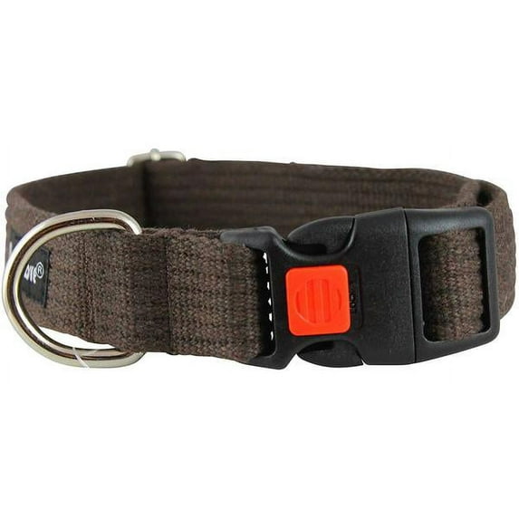 Cotton Web Adjustable Dog Collar with Locking Device 4 Sizes Brown (Large: Neck 16"-23"; Width 1")