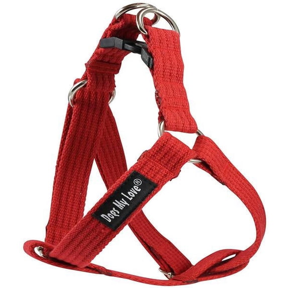 Cotton Web Adjustable Dog Step-in Harness 4 Sizes Red (Small: 8"-13.5" Chest; 5/8" Wide)