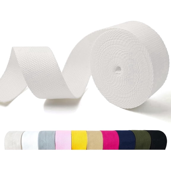 Cotton Webbing 1.5 Inch - 10.93 Yards Durable Canvas Straps for Sewing & DIY Crafts | Soft Poly Cotton Webbing for Tote Handles, Pet Collars, Cloth Belts & Home Decor (Ivory)