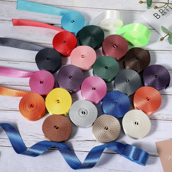 Cotton Webbing Strap - Heavy Duty Webbing Straps, Polyester Weaving for DIY Bag Handles, Pet Collars, Gear Repair, Backpack & Crafting