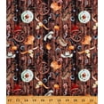 thumbnail image 1 of Cotton Western Cowboys Hats Boots Spurs Guns Arrows Wild West Brown Cotton Fabric Print by the Yard (121105), 1 of 1